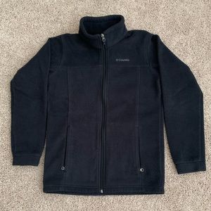 Columbia Sweatshirt Youth Large (14/16) Black Full Zip Collared Long Sleeve
